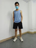 艾伦伯顿（Alen Botun） 运动套装男夏季背心短裤宽松冰丝速干无袖T恤健身跑步篮球服上衣 蓝+黑 【冰丝套装】 3XL(190-220)斤 实拍图