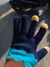 撞青春保暖手套女秋冬季加绒彩虹毛线手套男可爱学生韩版情侣女士手套 藏青色 均码 实拍图