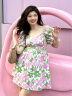 DPLAY夏季少女短裙海边度假绿色连衣裙女蝴蝶结裙子小个子沙滩裙 绿粉百合 S 实拍图