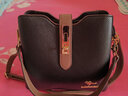 袋鼠魔方新款真皮女包时尚简约皮包中老年女士牛皮单肩软皮撞色斜挎包休闲 5895黑色 实拍图