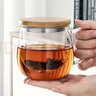 忆壶茶（YIHUTEA） 茶杯玻璃茶具加热杯垫套装泡茶道杯 绿茶杯红茶带过滤茶水分离杯 茗悦杯400ml-竹盖 实拍图