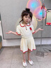 小咕嘟熊童装女童套装夏装儿童套装POLOT恤裤裙两件套运动休闲女孩服装 米色 120 实拍图