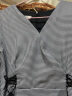 罗蒙（ROMON）2021春装V领韩版气质收腰显瘦中长裙千鸟格七分袖修身连衣裙 千鸟格 XL 晒单实拍图
