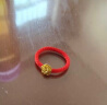 蒂蔻（Tico）足金玫瑰花黄金戒指女款3D硬金转运珠编织红绳指环生日礼物送女友 实拍图