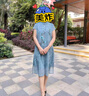 俞兆林（YUZHAOLIN） 妈妈装夏季洋气连衣裙2025阔太太旗袍中老年女装复古盘扣气质显 蓝色 5XL （建议155斤以上） 实拍图