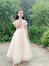 小咔衣浓小女孩公主裙女童花童婚礼蓬蓬纱儿童晚礼服主持人钢琴演出服大童 香槟色长款 150 实拍图