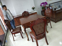 友和乐实木餐桌麻将机全自动折叠餐桌两用欧式多功能圆桌方桌机麻 欧式折叠柚木色/五件套皮椅 实拍图