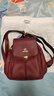 玫瑰袋鼠品牌轻奢旅游双肩包包女2026七夕时尚百搭真皮女士背包牛皮软 酒红色 实拍图