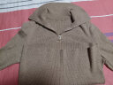 深呼吸DEEP BREATH女装竖坑条拉链翻领修身纯羊毛针织衫女A300996 燕麦 M (3) 实拍图