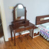 Nymphaea L.美式实木梳妆台凳卧室套装现代简约欧式小户型复古化妆台化妆桌胡桃色出租房 胡桃色 0.8米桌+镜台 实拍图