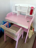 风叶青青北欧实木书桌椅套装家用中学生学习桌课桌可升降写字台卧室电脑桌 书桌+Z形椅（粉白色） 84cm*60cm*75cm单抽屉 实拍图