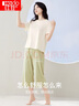红豆（Hodo）情侣睡衣纯棉印花短袖时尚可外穿夏薄款抑菌家居服套装 女款-淡奶绿 S 160/84A 实拍图
