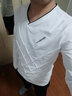 守约贤者秋冬季款男士纯色长袖t恤男V领韩版潮流秋衣宽松体恤衫加肥加大码 1183白色 L建议体重130-150斤 实拍图