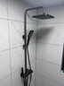 派菲娅奶油风恒温淋浴花洒套装家用沐浴全套钢琴花洒卫浴全铜龙头淋浴器 【玻璃-恒温数显】枪灰方 实拍图