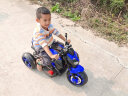 贝诺琦儿童电动摩托车可坐人三轮摩托电动车宝宝玩具儿童摩托车双电双驱摩托儿童电动车2-6岁宝宝玩具车 炫酷蓝 实拍图