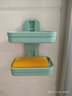 芈硕粘贴肥皂盒 沥水壁挂式双层简约承重香皂盒 粘贴浴室双格皂架 北欧绿 实拍图