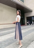 慕舍（mushe）轻奢品牌女装半身裙2023春夏系带拼接翠花百褶裙半身长裙雪纺裙子 图色 M 实拍图