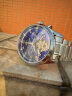 冠琴（GUANQIN）手表男机械表全自动镂空飞轮瑞士品质防水夜光皮带男士双日历手表 银色蓝面 实拍图
