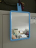 台式悬挂式两用镜可挂毛巾卫生间化妆镜浴室挂墙壁挂小镜子 蓝色特大号，塑料边，不可挂毛巾24*18cm 实拍图