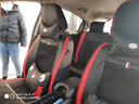 翰静 新款汽车卡通坐垫四季通用座垫全包围座套透气织物座椅套适用于 黑红色（皮革+织物） 本田锋范凌派雅阁缤智皓影冠道 实拍图