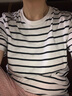 无印良品 MUJI 男式 印度棉天竺编织 粗条纹短袖T ABB02A0S 深海军蓝X横条 XS 实拍图