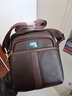 阿诺妮斯男士斜挎包头层牛皮男包单肩包休闲皮包小号手机包竖款挂包小背包 棕色 实拍图
