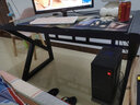 元优 电脑桌家用台式桌现代简约环保烤漆书桌电竞游戏桌书房写字桌子 黑+黑玻璃（不带键盘托） 长120*宽60*高75cm 实拍图