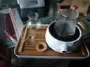 瓷牌茗茶具 玻璃茶壶茶杯茶具套装家用电陶炉茶盘整套茶具办公室煮茶器 白几何电炉+圆形锤纹壶11件+茶盘 实拍图