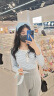 品彩长袖T恤女韩版小众设计感条纹圆领甜美修身百搭上衣 P137T2827 晒单实拍图
