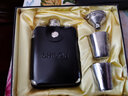 QUALITYSHILOHFLASK加厚304不锈钢酒壶随身户外便携式小酒壶瓶装白酒威士忌3两6盎司 碎纹礼盒带皮套酒杯漏斗 168ml 实拍图