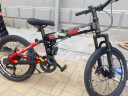 Jeep吉普（JEEP）儿童自行车小孩便携折叠变速山地车单车6-10岁男女款 战神mini-黑红色-辐条轮 20寸7速（1.30m-1.55m） 实拍图