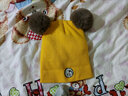 李晨曦 婴儿帽子秋冬男女宝宝保暖套头帽新生儿针织毛线帽围脖二件套装 笑脸二件套毛线帽 黄色 适合0-12个月宝宝帽围38-49CM 实拍图