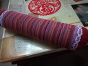 清茉圆形颈椎枕头非修复颈椎专用纯棉老粗布荞麦壳皮护颈枕圆柱硬枕芯 酒红条纹  大号 42x10cm 实拍图