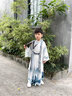 安妮优儿男童唐装汉服夏装男孩中国风春秋2025新款儿童古装夏季国学演出服 浅灰色 110 实拍图