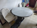 初屋 餐桌 现代轻奢岩板餐桌椅组合可伸缩折叠家用储物小户型餐厅家具 亮光雪山白【大闪电椅+玻璃柜门 1.2m  一桌六椅 实拍图