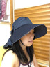 Siggi 帽子女春夏天遮阳帽户外潮防晒防紫外线大沿盆帽扎辫护颈防风帽 藏青色 M(56-58CM) 实拍图