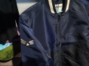 AK男装轻复古棒球领拼色短版夹克修身外套飞行员夹克男1904211易穿搭 藏蓝 L 实拍图