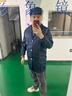利来俏（LILAIQIAO）静电衣无尘大褂长款工作服车间食品厂男女防尘衣静电参观服防尘服 藏青色大褂+大工帽 XL 实拍图