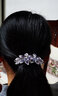 案妆七夕发夹女韩国盘发大号弹簧夹水晶镶钻花朵发饰品马尾发卡子 紫色(送礼盒) 实拍图