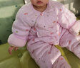 豆苗儿宝宝连体衣婴儿纯棉花加厚抱衣外出新生儿夹棉保暖包脚哈衣秋冬纯手工棉衣一岁宝宝二岁三岁 可爱粉色（斜襟款） 73码建议年龄6-9个月 实拍图