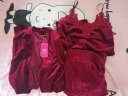 KJ法国KJ睡衣女性感吊带金丝绒睡裙睡袍三件套装冬季珊瑚绒家居服 枣红色 M （80-108斤） 晒单实拍图