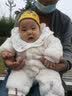 Aengbay昂贝 新生儿棉衣婴儿连体衣秋冬加厚加绒保暖连帽哈衣宝宝外出抱衣爬爬服 白色 73cm 实拍图