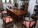 安邸 红木家具 非洲花梨（学名：刺猬紫檀）茶几桌实木茶桌功夫茶台中式茶桌椅组合 泡茶桌 1.75米茶台+1大官帽椅+4圈椅 实拍图
