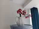 爱泽宝 中式仿真梅花枝腊梅假花干花桌面摆设家居客厅玄关装饰花花艺摆件小盆栽盆景禅意摆设 玫红梅花1支+黑花瓶 实拍图