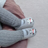 鼠你可爱 秋冬防滑隔凉加厚婴幼儿宝宝学步鞋鞋袜不掉跟绑带儿童地板鞋袜 灰色熊猫 12码（脚长12cm以内） 晒单实拍图