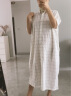 无印良品（MUJI）女式 棉桑蚕丝 短袖连衣裙 裙子 衬衫裙 polo连衣裙 BC05CC3S 白色格纹 S-M（160/84A） 实拍图