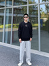 FILA 斐乐女装卫衣男女同款套头卫衣秋冬情侣款休闲加绒保暖长袖上衣 正黑色-BK 175/96A/L 实拍图