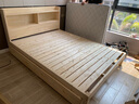 千鹏（QIANPENG） 床 实木床 双人床单人床卧室储物女儿孩童床男家具套装 原木无漆床+2抽+5cm棕垫 1.5米*2.0米 实拍图