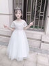 小咔衣浓小女孩公主裙女童花童婚礼蓬蓬纱儿童晚礼服主持人钢琴演出服大童 白色长款 160 实拍图