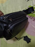 意昂（yi ang）2023新款潮真皮胸包头层牛皮腰包休闲户外运动跑步大容量男士包包 黑色【8066】 实拍图